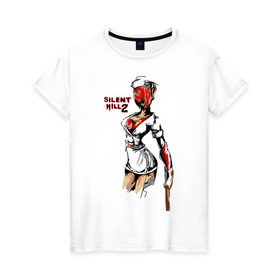Женская футболка хлопок с принтом Silent Hill (медсестра) в Курске, 100% хлопок | прямой крой, круглый вырез горловины, длина до линии бедер, слегка спущенное плечо | silent hill | кино | медсестра | мультфильмы и тв | сайлент хилл | сайллент хил