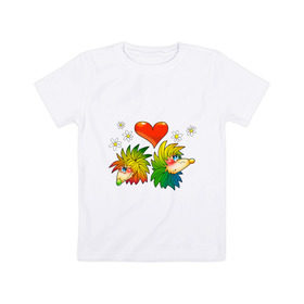Детская футболка хлопок с принтом ЁЖИКИ С СЕРДЕЧКОМ в Курске, 100% хлопок | круглый вырез горловины, полуприлегающий силуэт, длина до линии бедер | детское | детям | для детей | ежик | ежики