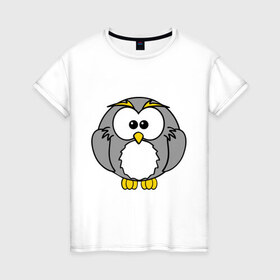 Женская футболка хлопок с принтом Милый филин в Курске, 100% хлопок | прямой крой, круглый вырез горловины, длина до линии бедер, слегка спущенное плечо | сова