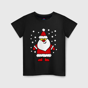 Детская футболка хлопок с принтом Веселый Дед Мороз в Курске, 100% хлопок | круглый вырез горловины, полуприлегающий силуэт, длина до линии бедер | Тематика изображения на принте: новогодний | рождество | санта клаус