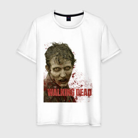Мужская футболка хлопок с принтом Walking dead зомби в Курске, 100% хлопок | прямой крой, круглый вырез горловины, длина до линии бедер, слегка спущенное плечо. | 