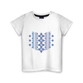 Детская футболка хлопок с принтом Украинский узор в Курске, 100% хлопок | круглый вырез горловины, полуприлегающий силуэт, длина до линии бедер | национальная одежда | одежда | орнамент | узор | украина | украинский узор