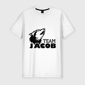 Мужская футболка премиум с принтом Jacob team logo в Курске, 92% хлопок, 8% лайкра | приталенный силуэт, круглый вырез ворота, длина до линии бедра, короткий рукав | 
