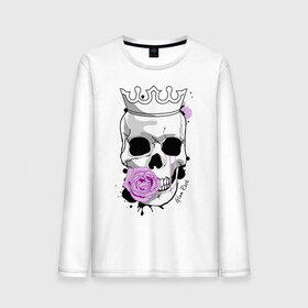 Мужской лонгслив хлопок с принтом Skull with rose в Курске, 100% хлопок |  | rock | rose | роза | рок | рок музыка | череп