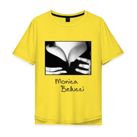 Мужская футболка хлопок Oversize с принтом Моника Белуччи в Курске, 100% хлопок | свободный крой, круглый ворот, “спинка” длиннее передней части | monica belucci | грудь | декольте | моника | моника белучи