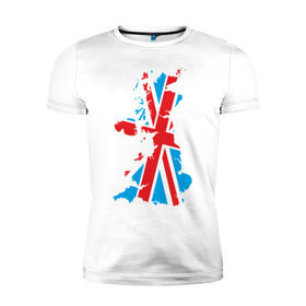 Мужская футболка премиум с принтом карта британии в Курске, 92% хлопок, 8% лайкра | приталенный силуэт, круглый вырез ворота, длина до линии бедра, короткий рукав | лондон