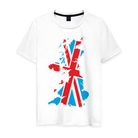 Мужская футболка хлопок с принтом карта британии в Курске, 100% хлопок | прямой крой, круглый вырез горловины, длина до линии бедер, слегка спущенное плечо. | лондон