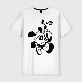 Мужская футболка премиум с принтом Old school panda в Курске, 92% хлопок, 8% лайкра | приталенный силуэт, круглый вырез ворота, длина до линии бедра, короткий рукав | панда