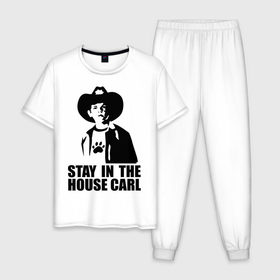 Мужская пижама хлопок с принтом Walking dead - stay in the house Carl в Курске, 100% хлопок | брюки и футболка прямого кроя, без карманов, на брюках мягкая резинка на поясе и по низу штанин
 | зомби