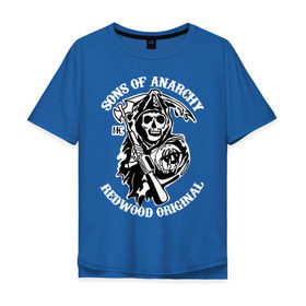 Мужская футболка хлопок Oversize с принтом Sons of anarchy logo в Курске, 100% хлопок | свободный крой, круглый ворот, “спинка” длиннее передней части | скелет | сыны анархии