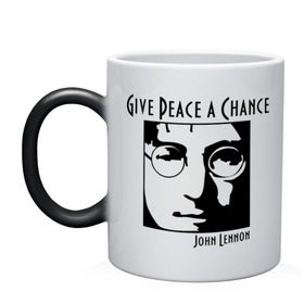 Кружка хамелеон с принтом John Lennon (Джон Леннон) Give Peace a Chance в Курске, керамика | меняет цвет при нагревании, емкость 330 мл | beatles | give peace a chance | john lennon | битлз | джон леннон | знаменитости | знаменитые личности | портрет