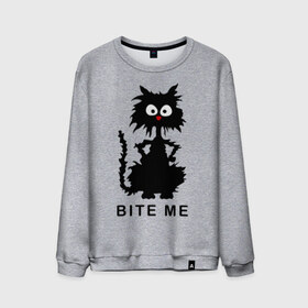 Мужской свитшот хлопок с принтом Bite me (черный кот) в Курске, 100% хлопок |  | киса | котенок