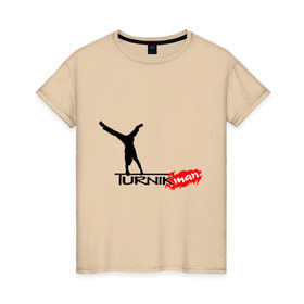 Женская футболка хлопок с принтом Turnikman 2013 в Курске, 100% хлопок | прямой крой, круглый вырез горловины, длина до линии бедер, слегка спущенное плечо | workout | воркаут | тренажеры | турникмен | турникмэн