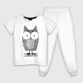 Детская пижама хлопок с принтом Owl grafic в Курске, 100% хлопок |  брюки и футболка прямого кроя, без карманов, на брюках мягкая резинка на поясе и по низу штанин
 | сова