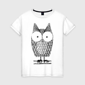 Женская футболка хлопок с принтом Owl grafic в Курске, 100% хлопок | прямой крой, круглый вырез горловины, длина до линии бедер, слегка спущенное плечо | сова