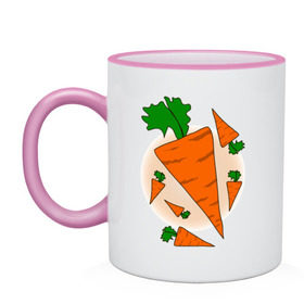 Кружка двухцветная с принтом Carrot в Курске, керамика | объем — 330 мл, диаметр — 80 мм. Цветная ручка и кайма сверху, в некоторых цветах — вся внутренняя часть | 14 feb | 14 февраля | влюбленным | день святого валентина | любовь | морковка | морковь | парные