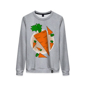 Женский свитшот хлопок с принтом Carrot в Курске, 100% хлопок | прямой крой, круглый вырез, на манжетах и по низу широкая трикотажная резинка  | 14 feb | 14 февраля | влюбленным | день святого валентина | любовь | морковка | морковь | парные