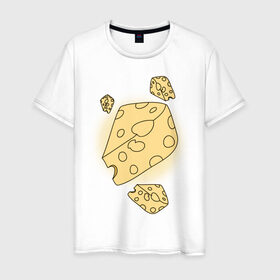 Мужская футболка хлопок с принтом Cheese for mousy в Курске, 100% хлопок | прямой крой, круглый вырез горловины, длина до линии бедер, слегка спущенное плечо. | 14 feb | 14 февраля | влюбленным | день святого валентина | любовь | парные | сыр
