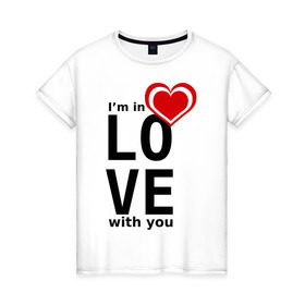 Женская футболка хлопок с принтом In love woman в Курске, 100% хлопок | прямой крой, круглый вырез горловины, длина до линии бедер, слегка спущенное плечо | 