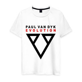 Мужская футболка хлопок с принтом Paul Van Dyk - evolution в Курске, 100% хлопок | прямой крой, круглый вырез горловины, длина до линии бедер, слегка спущенное плечо. | Тематика изображения на принте: 