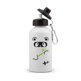 Бутылка спортивная с принтом Panda ninja в Курске, металл | емкость — 500 мл, в комплекте две пластиковые крышки и карабин для крепления | Тематика изображения на принте: panda | бамбуковая панда | панда ниндзя