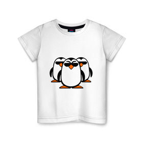Детская футболка хлопок с принтом Банда пингвинов в Курске, 100% хлопок | круглый вырез горловины, полуприлегающий силуэт, длина до линии бедер | в очках | животные | звери | пингвины