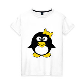 Женская футболка хлопок с принтом Пингвиночка в Курске, 100% хлопок | прямой крой, круглый вырез горловины, длина до линии бедер, слегка спущенное плечо | 