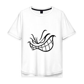 Мужская футболка хлопок Oversize с принтом Агресивный смайл в Курске, 100% хлопок | свободный крой, круглый ворот, “спинка” длиннее передней части | smile | агрессия | злость | смайл | смайлик