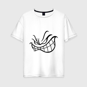 Женская футболка хлопок Oversize с принтом Агресивный смайл в Курске, 100% хлопок | свободный крой, круглый ворот, спущенный рукав, длина до линии бедер
 | smile | агрессия | злость | смайл | смайлик