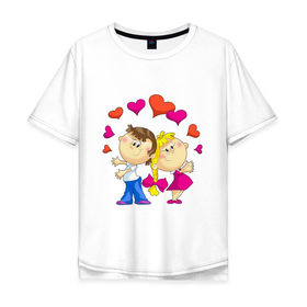 Мужская футболка хлопок Oversize с принтом Валентинка - жонглёры в Курске, 100% хлопок | свободный крой, круглый ворот, “спинка” длиннее передней части | 