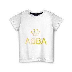 Детская футболка хлопок с принтом ABBA золото в Курске, 100% хлопок | круглый вырез горловины, полуприлегающий силуэт, длина до линии бедер | abba | абба | музыка