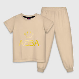Детская пижама хлопок с принтом ABBA золото в Курске, 100% хлопок |  брюки и футболка прямого кроя, без карманов, на брюках мягкая резинка на поясе и по низу штанин
 | Тематика изображения на принте: abba | абба | музыка