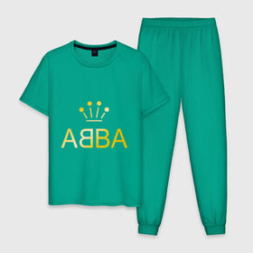 Мужская пижама хлопок с принтом ABBA золото в Курске, 100% хлопок | брюки и футболка прямого кроя, без карманов, на брюках мягкая резинка на поясе и по низу штанин
 | abba | абба | музыка