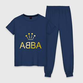 Женская пижама хлопок с принтом ABBA золото в Курске, 100% хлопок | брюки и футболка прямого кроя, без карманов, на брюках мягкая резинка на поясе и по низу штанин | abba | абба | музыка