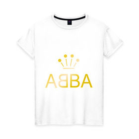Женская футболка хлопок с принтом ABBA золото в Курске, 100% хлопок | прямой крой, круглый вырез горловины, длина до линии бедер, слегка спущенное плечо | abba | абба | музыка