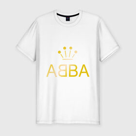 Мужская футболка премиум с принтом ABBA золото в Курске, 92% хлопок, 8% лайкра | приталенный силуэт, круглый вырез ворота, длина до линии бедра, короткий рукав | Тематика изображения на принте: abba | абба | музыка