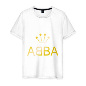 Мужская футболка хлопок с принтом ABBA золото в Курске, 100% хлопок | прямой крой, круглый вырез горловины, длина до линии бедер, слегка спущенное плечо. | abba | абба | музыка