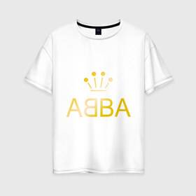 Женская футболка хлопок Oversize с принтом ABBA золото в Курске, 100% хлопок | свободный крой, круглый ворот, спущенный рукав, длина до линии бедер
 | abba | абба | музыка