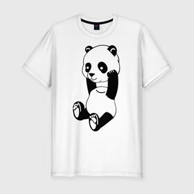 Мужская футболка премиум с принтом Панда с оторванной головой в Курске, 92% хлопок, 8% лайкра | приталенный силуэт, круглый вырез ворота, длина до линии бедра, короткий рукав | без головы | животные | звери | медведь | мишка | мишутка