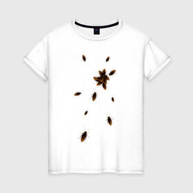 Женская футболка хлопок с принтом Тараканы в Курске, 100% хлопок | прямой крой, круглый вырез горловины, длина до линии бедер, слегка спущенное плечо | животные | насекомые | таракан | тараканы