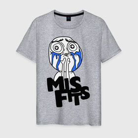 Мужская футболка хлопок с принтом Misfits мем в Курске, 100% хлопок | прямой крой, круглый вырез горловины, длина до линии бедер, слегка спущенное плечо. | Тематика изображения на принте: misfits