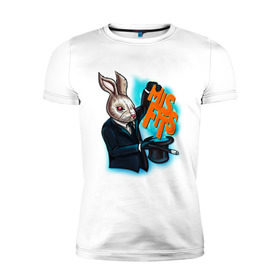 Мужская футболка премиум с принтом Кролик-психопат в Курске, 92% хлопок, 8% лайкра | приталенный силуэт, круглый вырез ворота, длина до линии бедра, короткий рукав | misfits