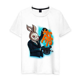 Мужская футболка хлопок с принтом Кролик-психопат в Курске, 100% хлопок | прямой крой, круглый вырез горловины, длина до линии бедер, слегка спущенное плечо. | misfits