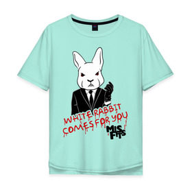 Мужская футболка хлопок Oversize с принтом Rabbit misfits в Курске, 100% хлопок | свободный крой, круглый ворот, “спинка” длиннее передней части | misfits