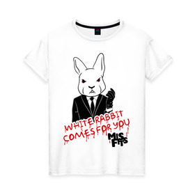Женская футболка хлопок с принтом Rabbit misfits в Курске, 100% хлопок | прямой крой, круглый вырез горловины, длина до линии бедер, слегка спущенное плечо | misfits