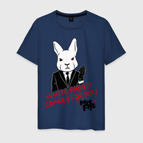 Мужская футболка хлопок с принтом Rabbit misfits в Курске, 100% хлопок | прямой крой, круглый вырез горловины, длина до линии бедер, слегка спущенное плечо. | misfits