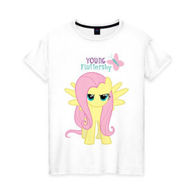 Женская футболка хлопок с принтом Naughty Fluttershy в Курске, 100% хлопок | прямой крой, круглый вырез горловины, длина до линии бедер, слегка спущенное плечо | fluttershy | naughty | naughty fluttershy | pony | мой маленький пони | пони