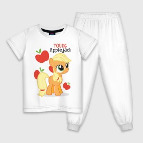 Детская пижама хлопок с принтом Young Applejack в Курске, 100% хлопок |  брюки и футболка прямого кроя, без карманов, на брюках мягкая резинка на поясе и по низу штанин
 | 