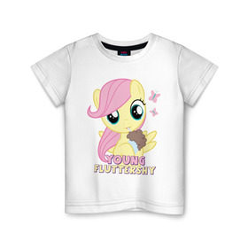 Детская футболка хлопок с принтом Young Fluttershy в Курске, 100% хлопок | круглый вырез горловины, полуприлегающий силуэт, длина до линии бедер | fluttershy | pony | young | young fluttershy | детские | мой маленький пони | пони