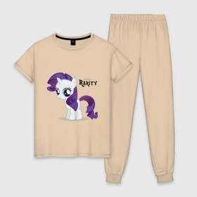 Женская пижама хлопок с принтом Young Rarity в Курске, 100% хлопок | брюки и футболка прямого кроя, без карманов, на брюках мягкая резинка на поясе и по низу штанин | rarity | young | young rarity | детские | мой маленький пони | пони